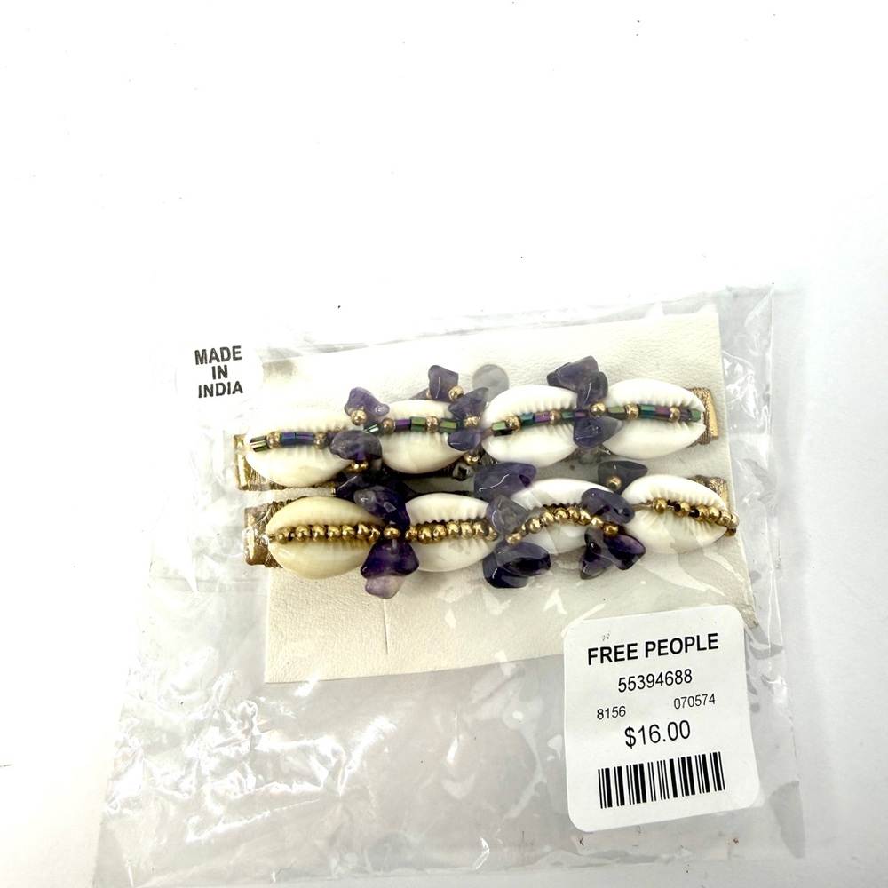 Free People White Shell and Purple Bead Hair‎ Clip